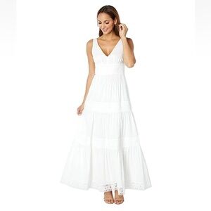 One33 Social Sleeveless Tiered Lace Maxi Dress Ivory